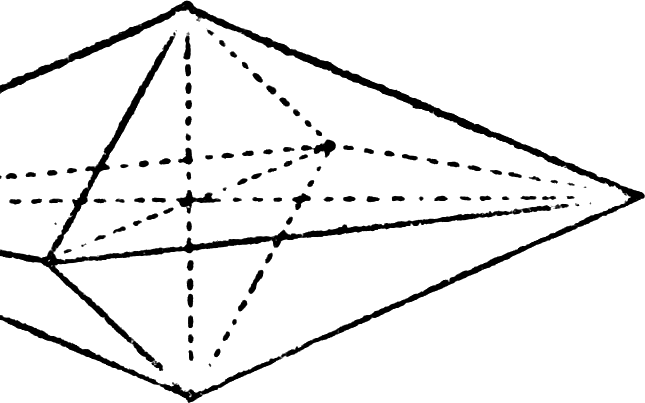 A geometric drawing of a 3d shape.